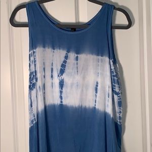 Blue and White tie-dye tank top
